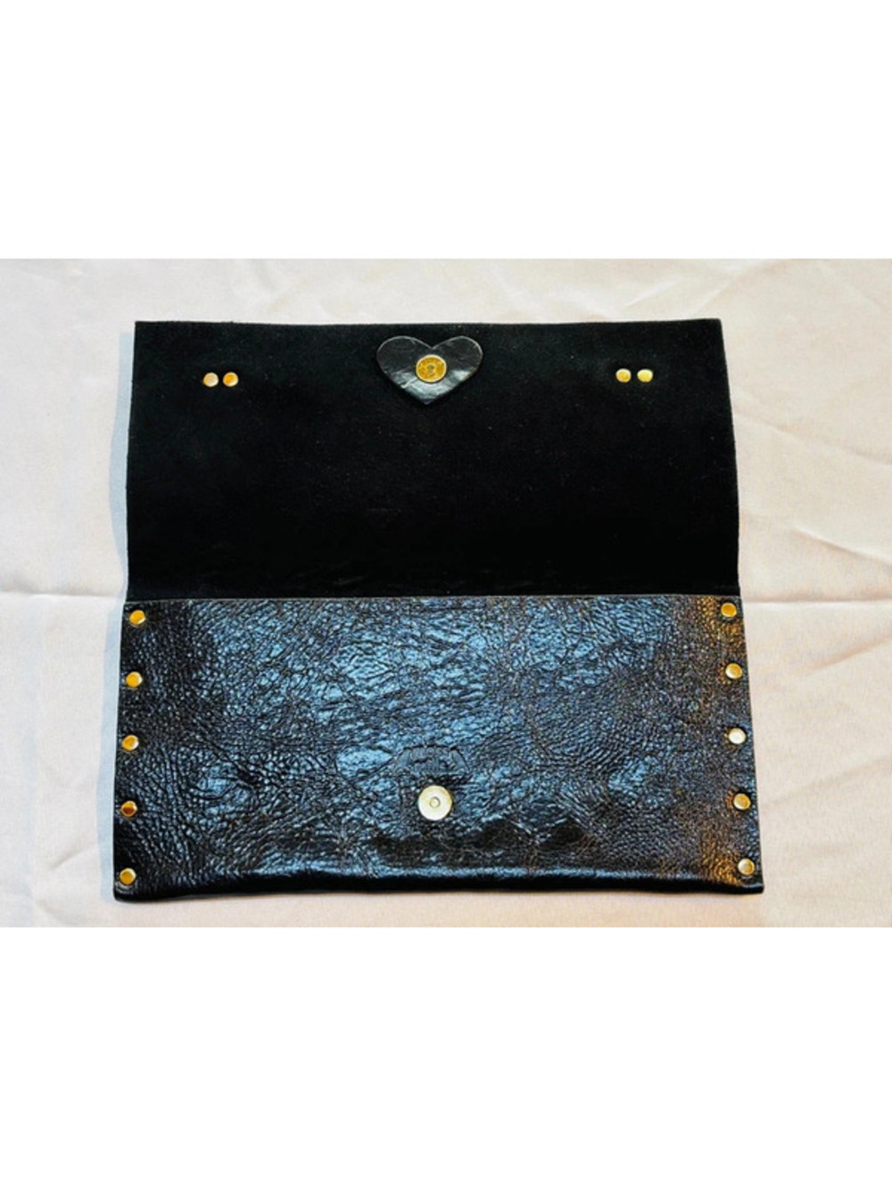 Studded Faux Leather Chain Clutch Bag